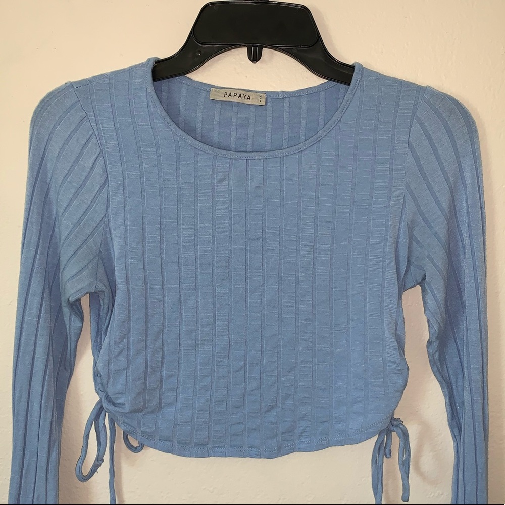 This is a baby blue crop top